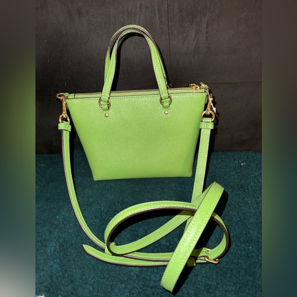 Coach CA844 Mini Gallery Crossbody Crossgrain Leather Green Brass Hardware - Picture 2 of 7